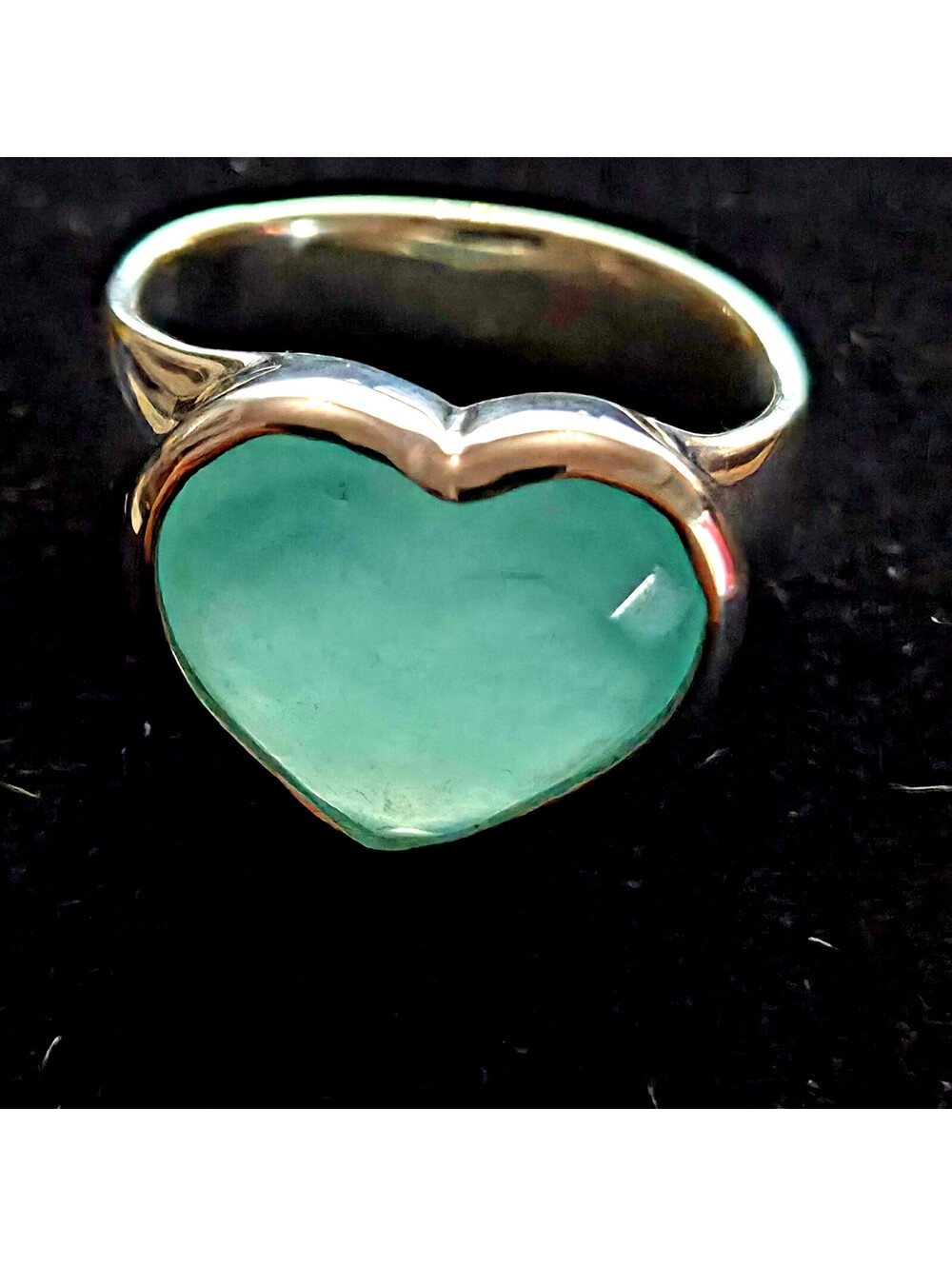 Joseph Esposito Sterling Silver Blue Green Gemstone Heart Ring Size 8 QVC VTG
